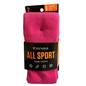 Sof Sole All Sport Team Performance Socks Youth Small Pink 2 Pairs Athletic NWT